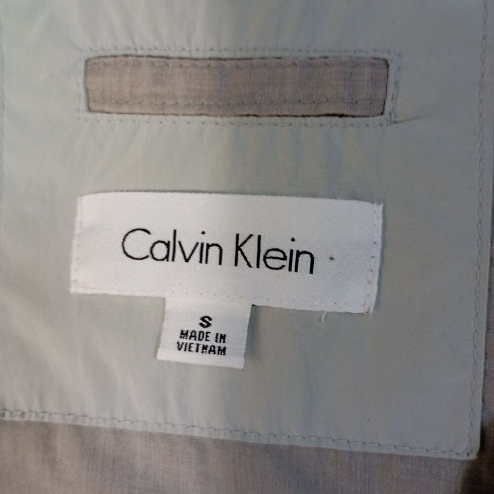 Calvin Klein Mens Light Gray Utility Jacket Multiple Pockets & Zipper Front Size - Picture 2 of 14
